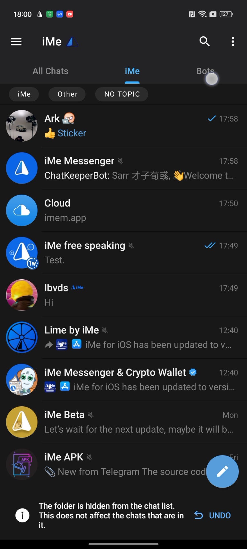 使用 iMe 提高您的工作效率和隱私:在 Telegram 上隱藏主題和資料夾