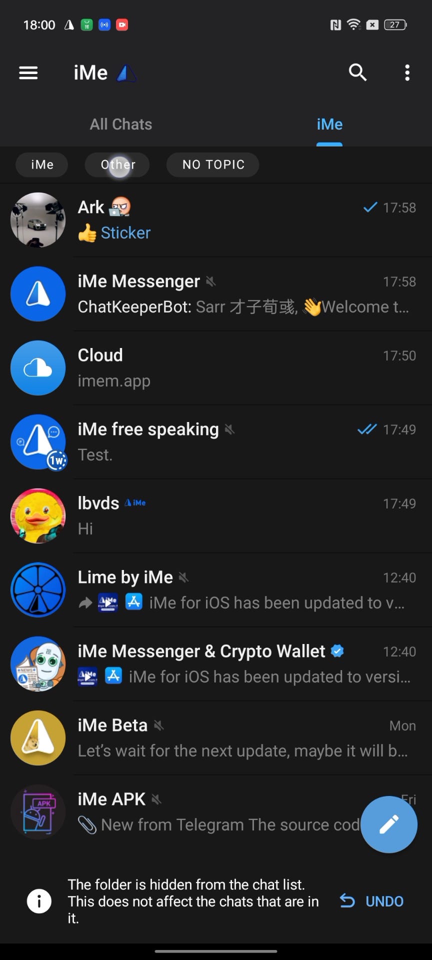 使用 iMe 提高您的工作效率和隱私:在 Telegram 上隱藏主題和資料夾